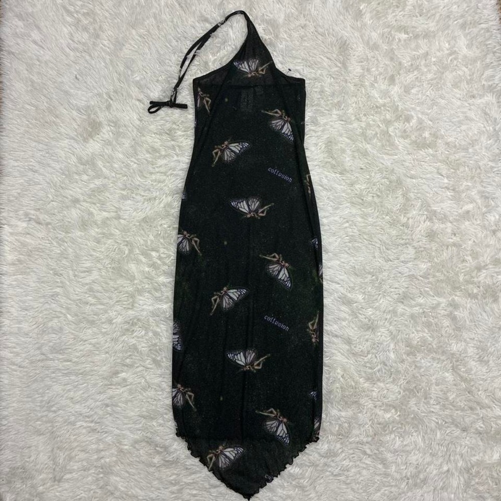 Fairycore Whimsigoth Cottagecore Halter Dress Collusion butterfly maxi dress